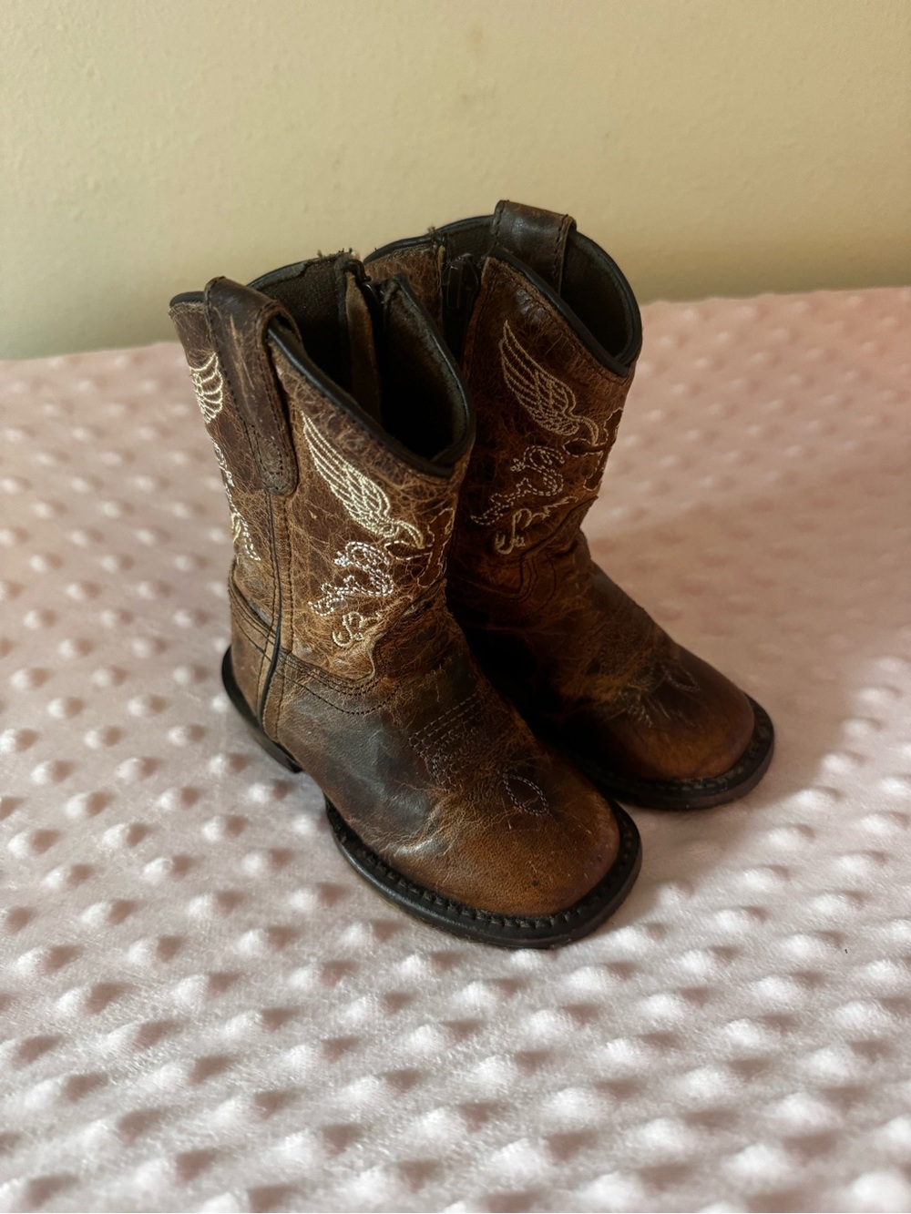 Kids Brown Embroidered Cowboy Boots - Classic Western Style